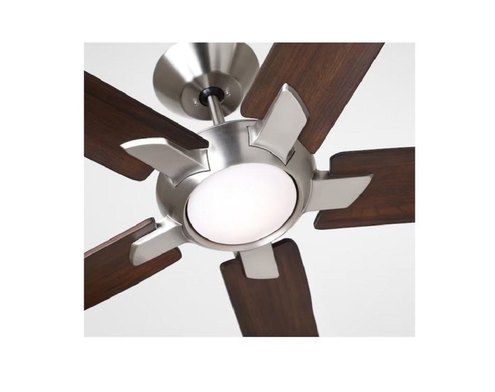 Kathy ireland HOME by Luminance Dorian Eco 60-in Brushed Steel Integrated LED Indoor Ceiling Fan with Light and Wall-mounted 5-Blade -CF515CO60BS