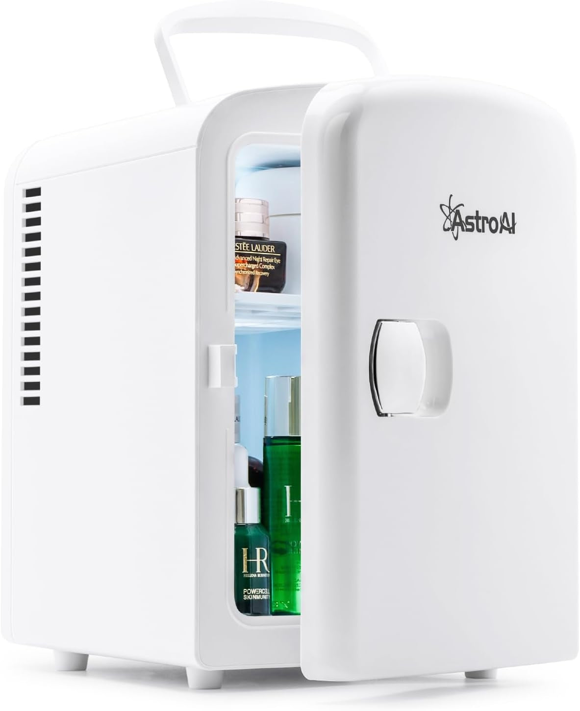 AstroAI Mini Fridge Portable AC/DC Powered Thermoelectric System Cooler 4 Liter/6 Can White ASIM040W