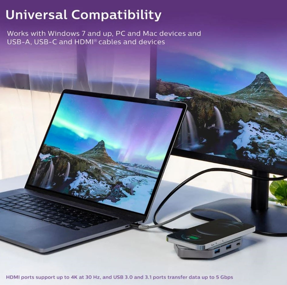 Philips Elite Plus USB-C Docking Station with Qi Wireless Charging Gray SWL9323GR37-T1