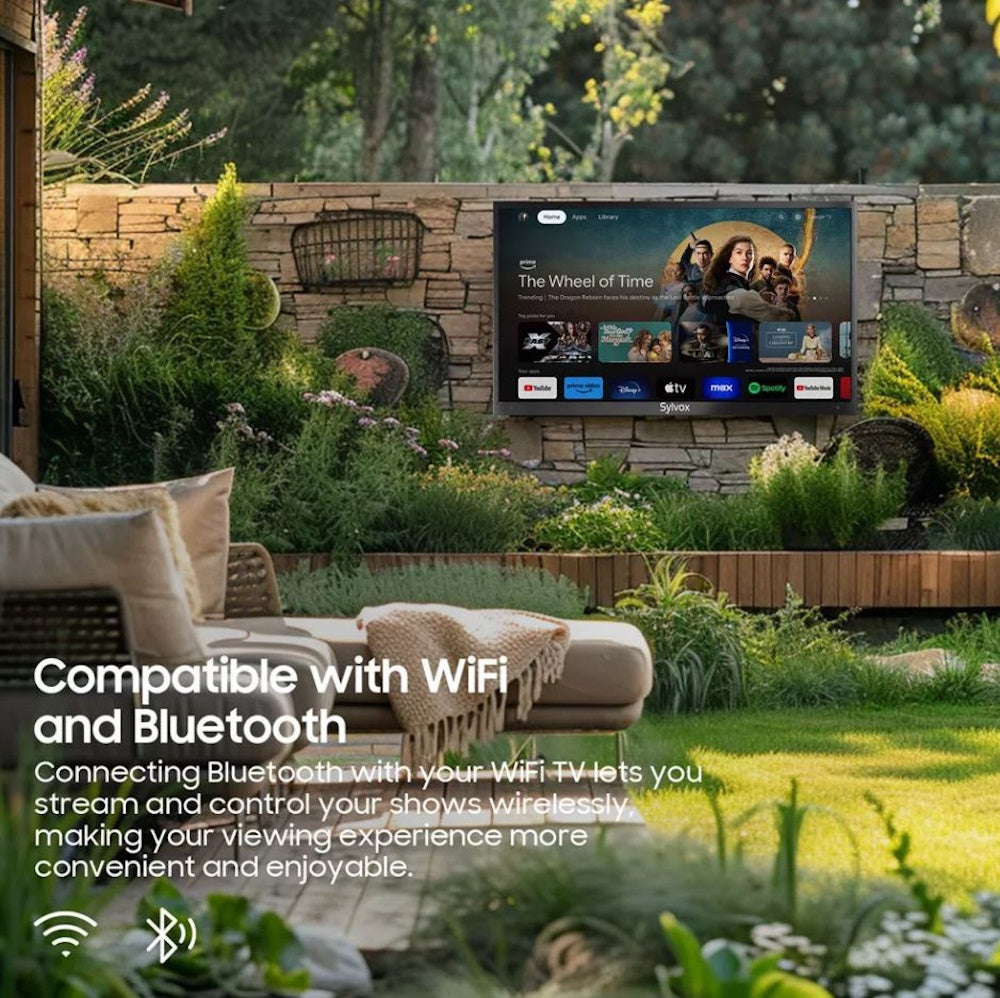SYLVOX 55" Outdoor TV, 1000nits Google Smart TV Built-in Google Assistant, Chormecast, IP55 Waterproof Outside TV OT55A2KHGD