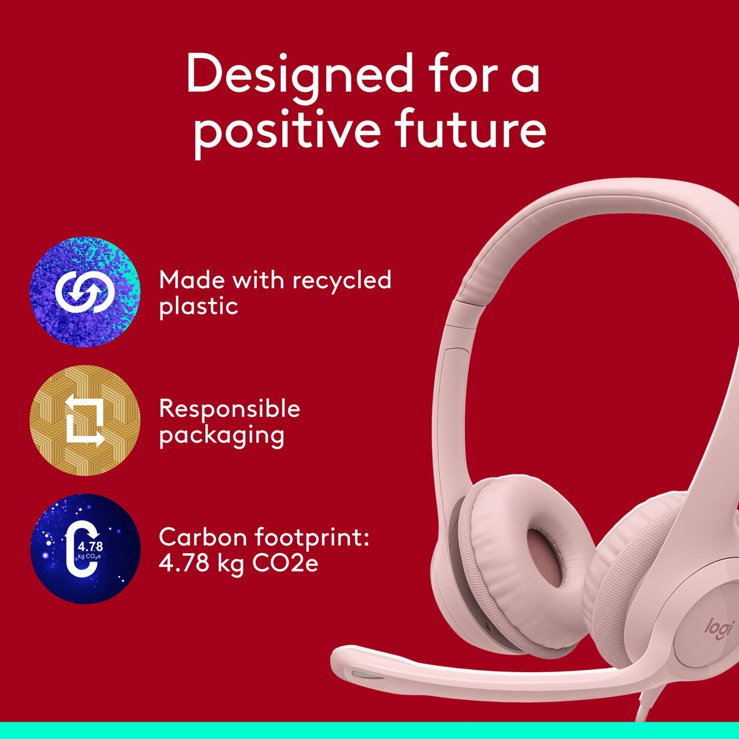 Logitech H390 USB-A Headset Rose 981-001280