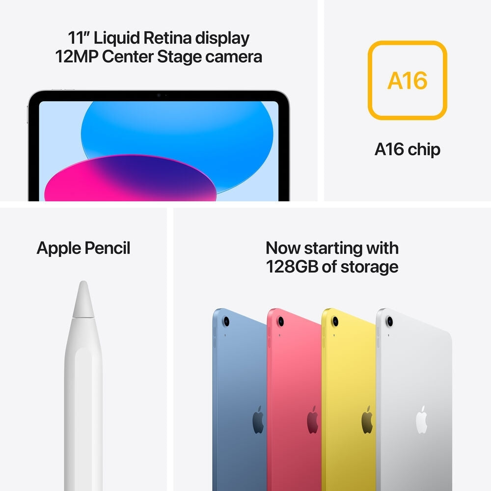 Apple 11-inch iPad A16 chip with Wi-Fi 128GB Silver MD3Y4LLA