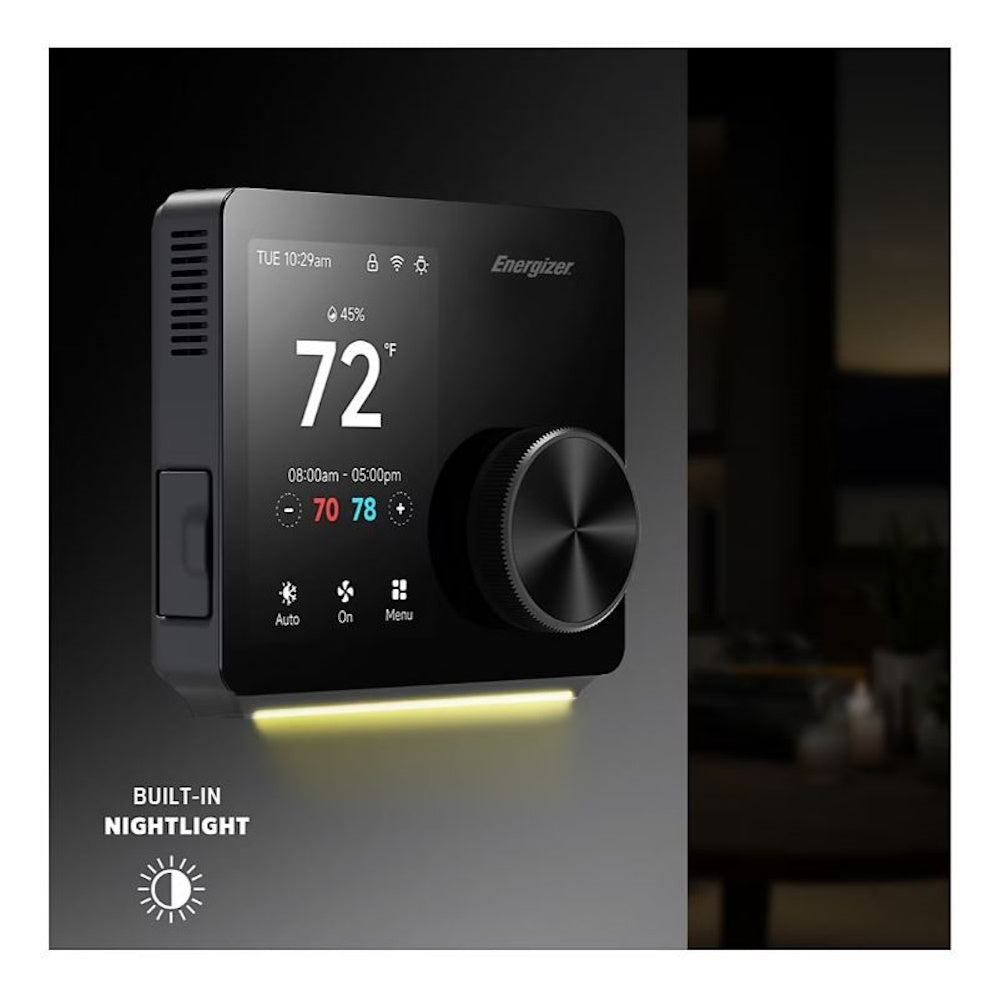Energizer Connect Smart 3.5-inch Touchscreen 5GHz Smart Programable Thermostat with Night Light ETC6-1001-BLK