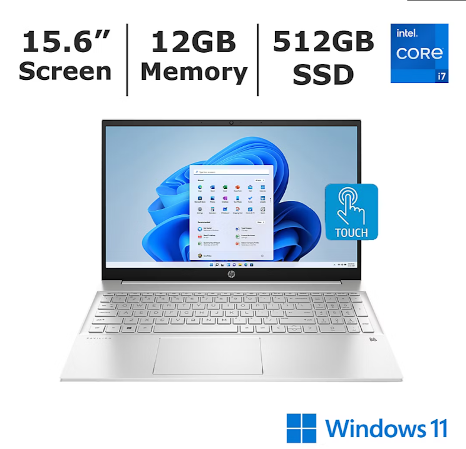 HP Pavilion 15.6" Touchscreen Laptop Core-i7-1355U CPU 12GB/ 512GB SSD 9C9E4UA