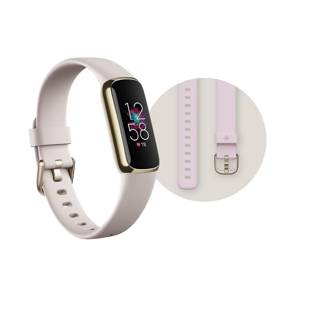 Fitbit Luxe Fitness and Wellness Tracker Bundle with One-Size Band and Bonus Small Band - Lunar White