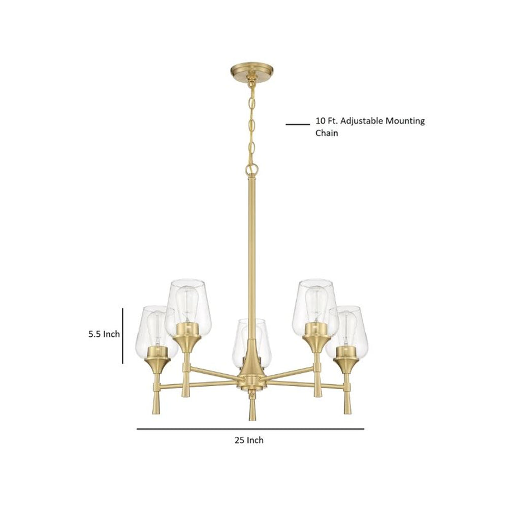 Sunset Stella 5-Light Champagne Gold Chandelier 100W w/ Glass Shades F27035-18