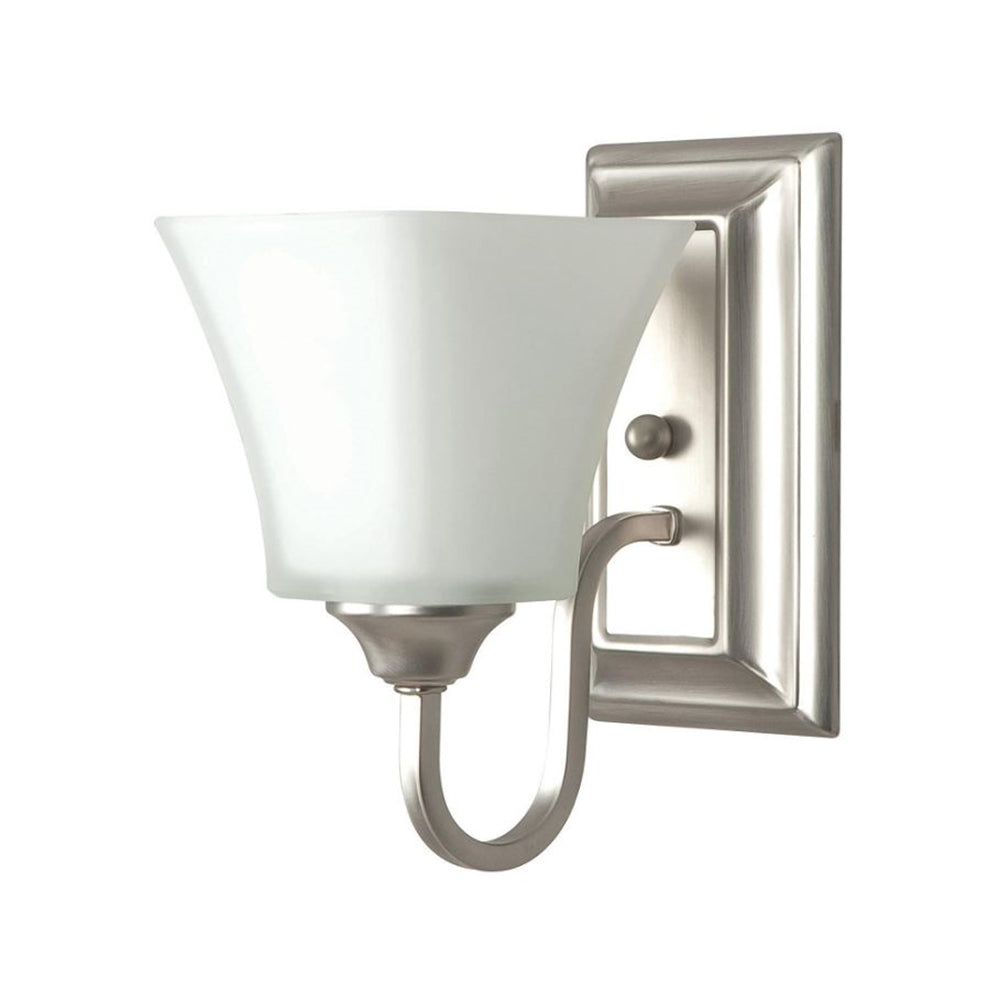 Sunset Lighting 1-Light Wall Sconce w/ Square Milk Glass, Satin Nickel Finish F3691-53