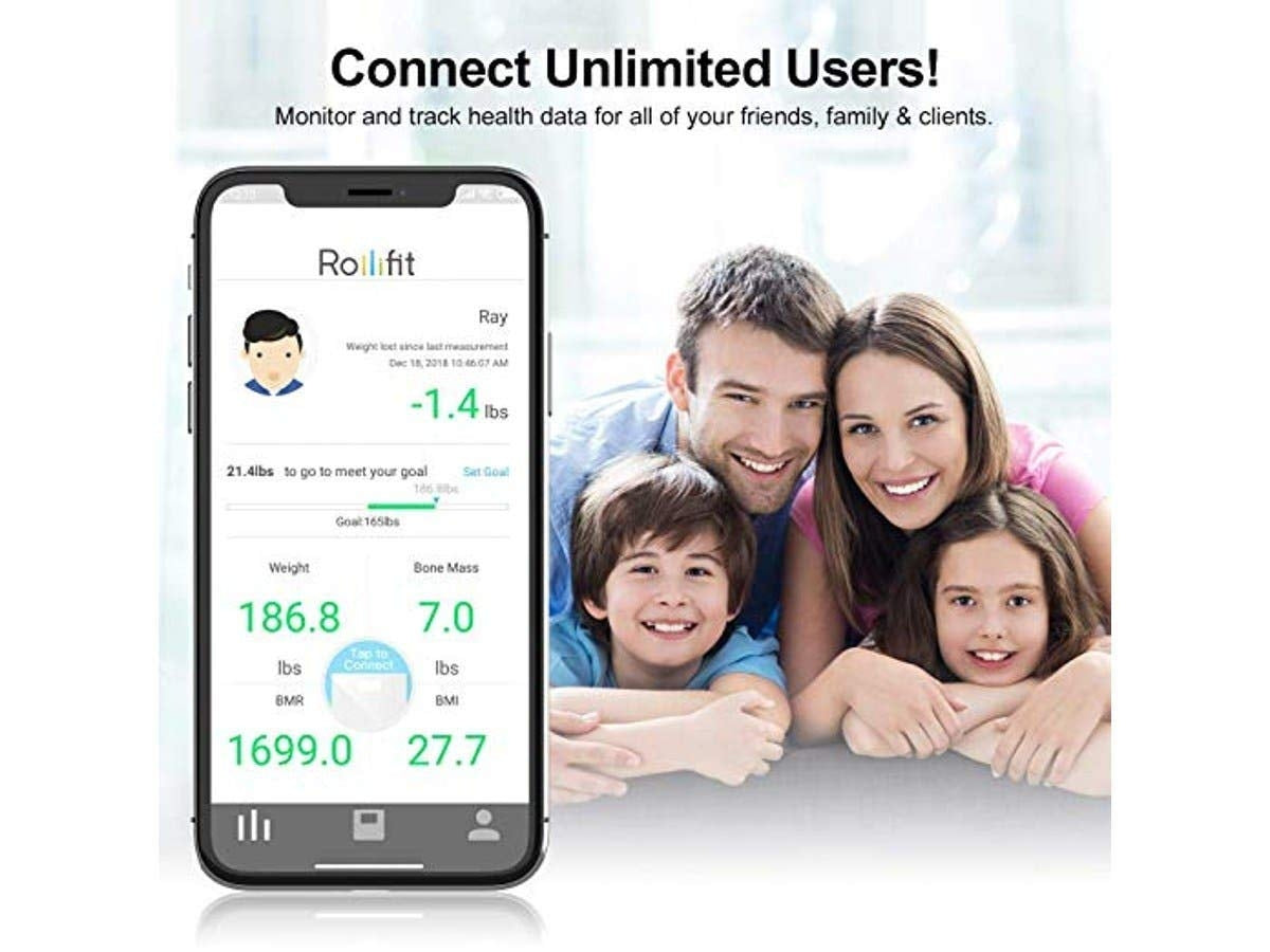 Rolli-Fit Smart Body Fat Scale, Digital Bathroom Weight Scale - High Precision Measurements Sync with Fitbit - TWGJ1337
