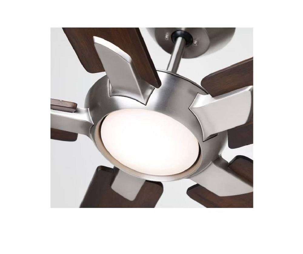 Kathy ireland HOME by Luminance Dorian Eco 60-in Brushed Steel Integrated LED Indoor Ceiling Fan with Light and Wall-mounted 5-Blade -CF515CO60BS