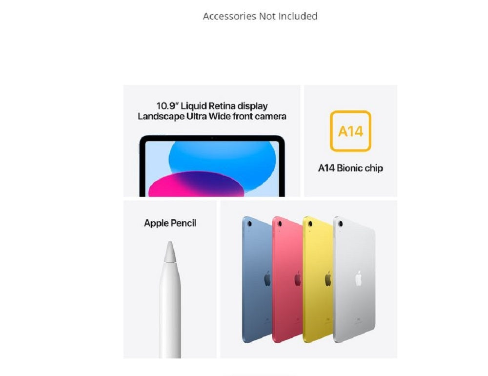 Apple iPad 10th Generation 10.9" 256GB Blue WiFi Tablet MPQ93LL/A 2022 Model