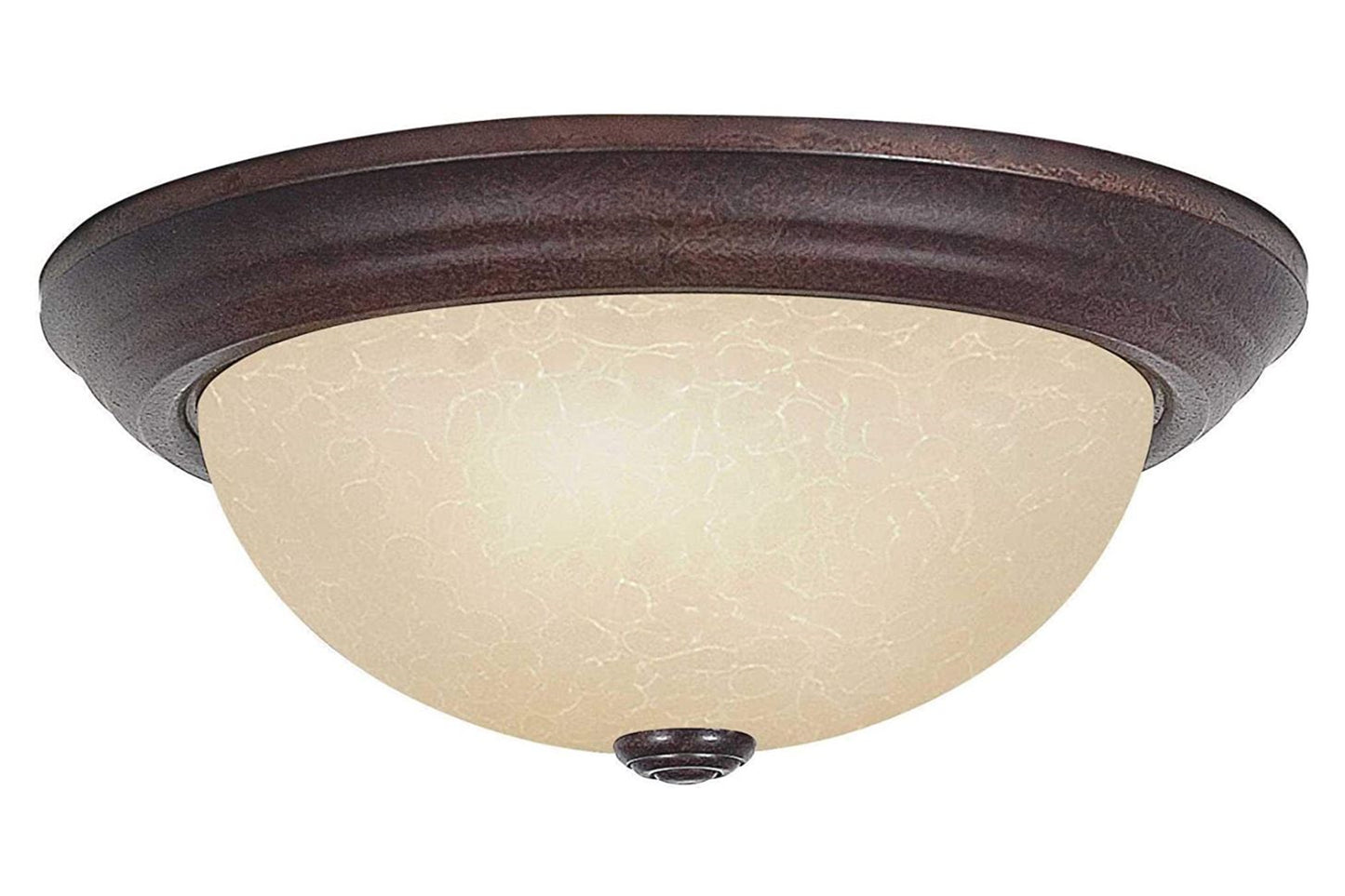 Sunset Lighting 13" 2-Light Flush Mount w/ Tea Stained Glass, Rubbed Bronze F7652-62