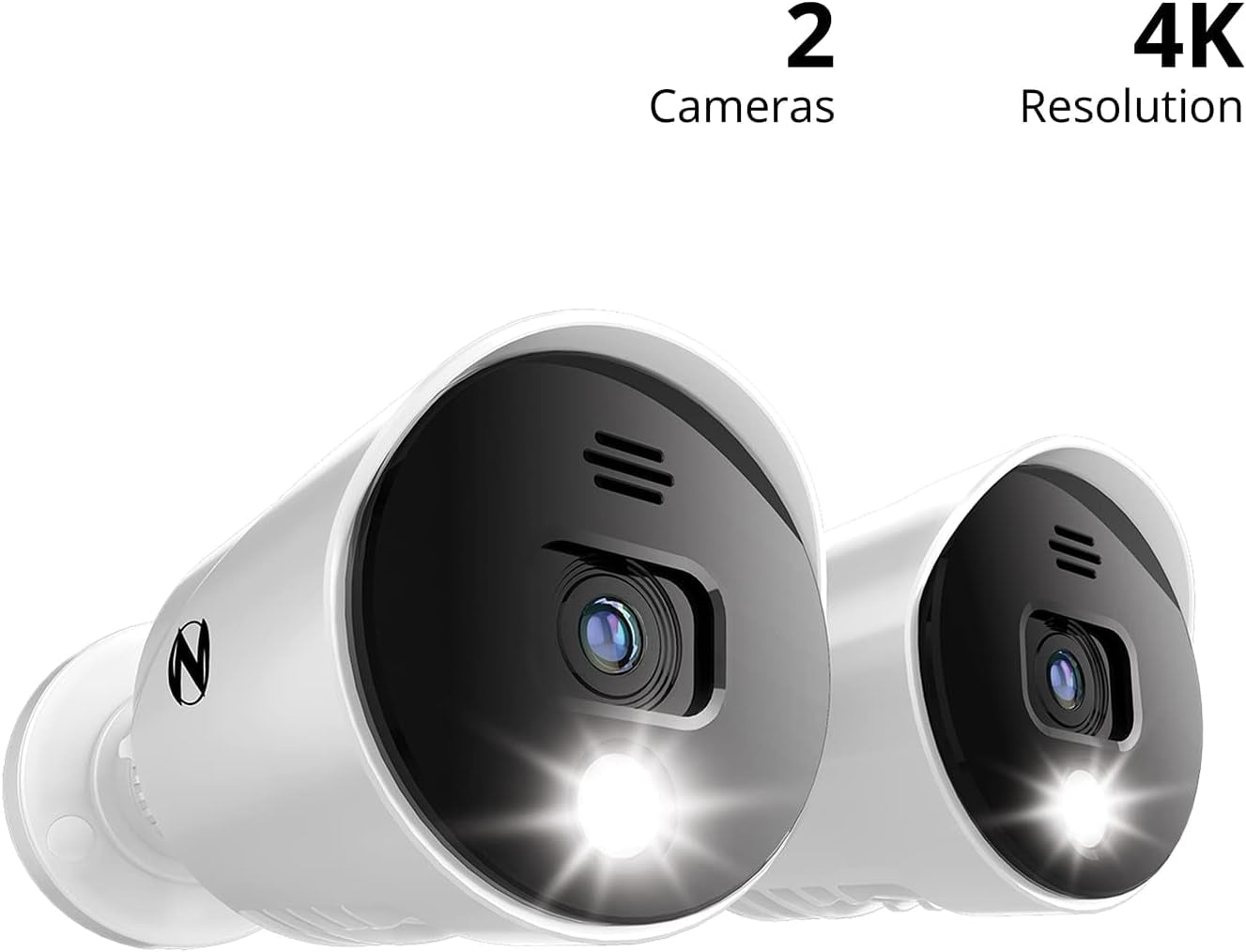 Night Owl - Wired Add On 4K Ultra HD Spotlight Cameras with Audio (2-Pack) - White/Black