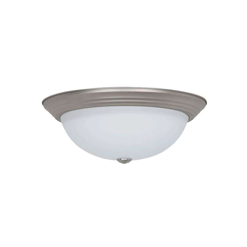 Sunset Lighting 3-light 15" Flush White Glass Satin Nickel F7644-53