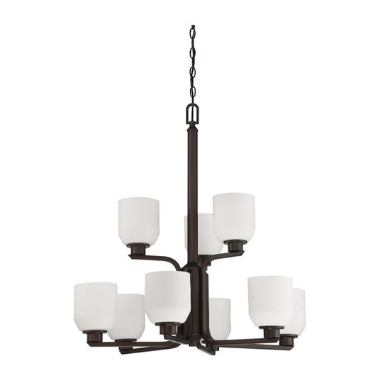 9-Light QUARTZ CHANDELIER OPAL GLASS - Bronze Chandelier