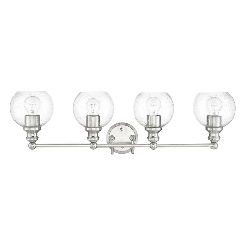 Sunset Lighting Oriana 4-Light Mb Vanity w/ Clear Seeded Glass Satin Nickel F29014-80
