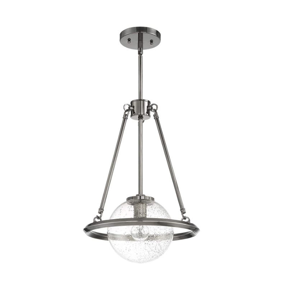 Sunset Lighting Messier 1-Light Clear Seeded Glass Pendant Antique Gunmetal Finish - F26111-57