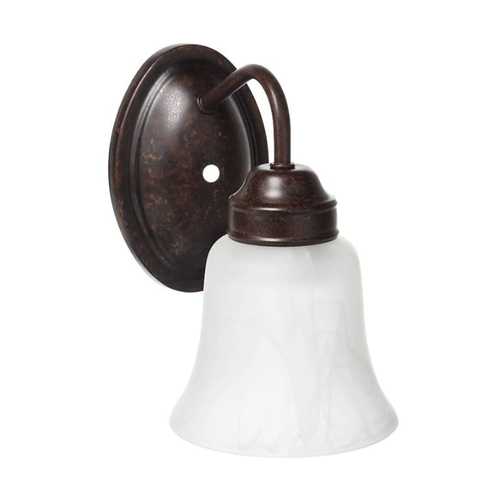Sunset Lighting 1-Light Wall Sconce w/ Faux Alabaster Glass, Rubbed Bronze Finish F3331-62