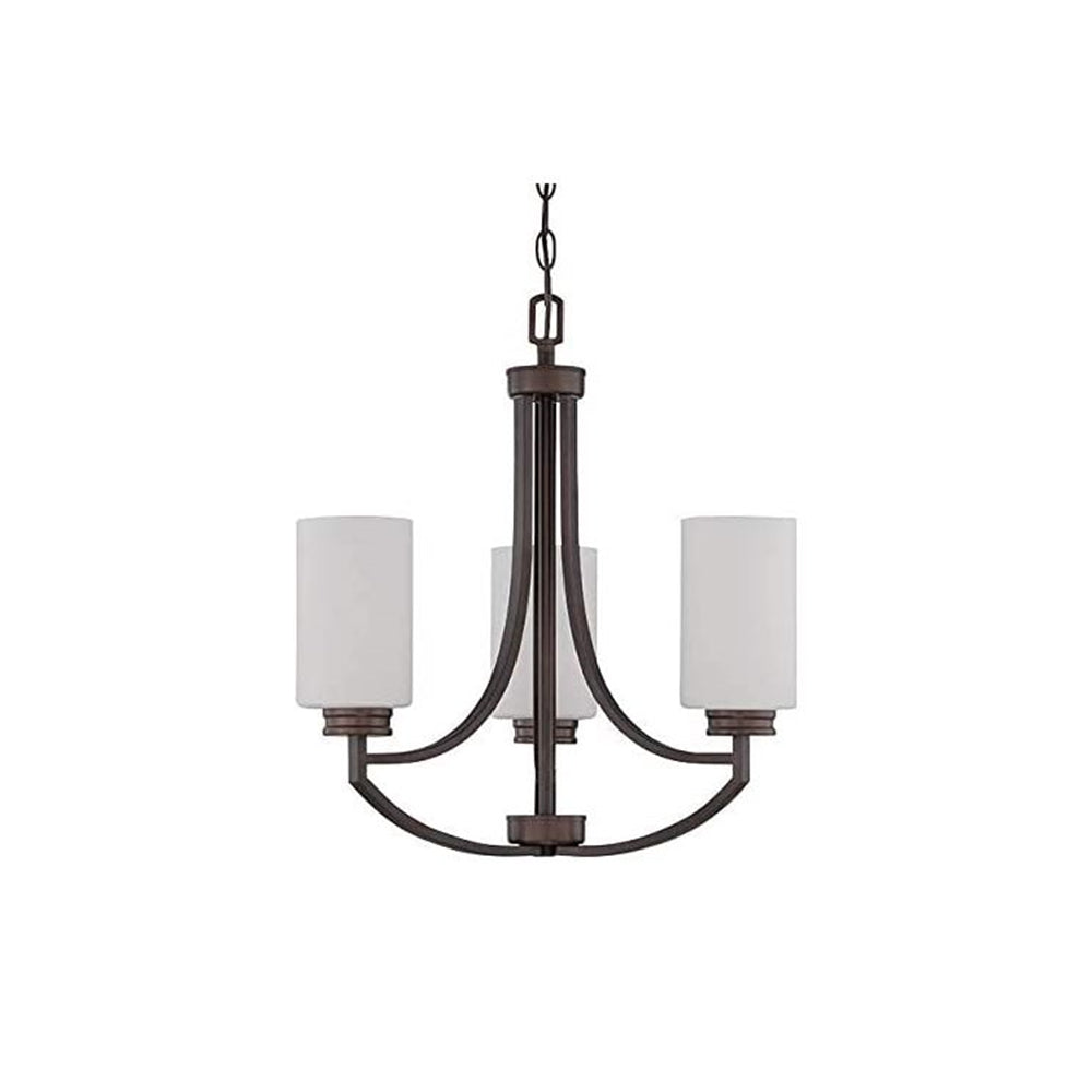 Sunset Lighting F18003-64 Dalton 3-Light Chandelier Opal Etched Glass, Dimmable Provincial Bronze Finish