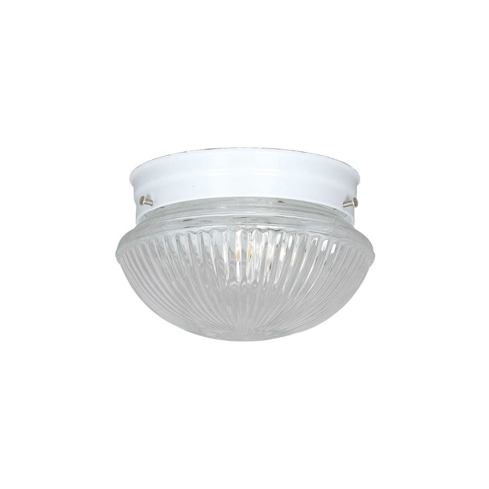 Sunset Lighting F6108-30 Flush Mount 7-1/2" Clear Prismatic Glass, White Finish