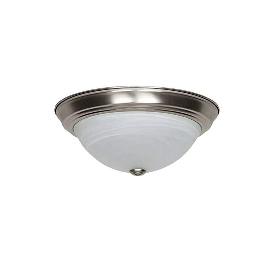 Sunset Lighting 2-Light Flush Mount - Faux Alabaster Glass, Dimmable with Satin Nickel Finish F7632-53