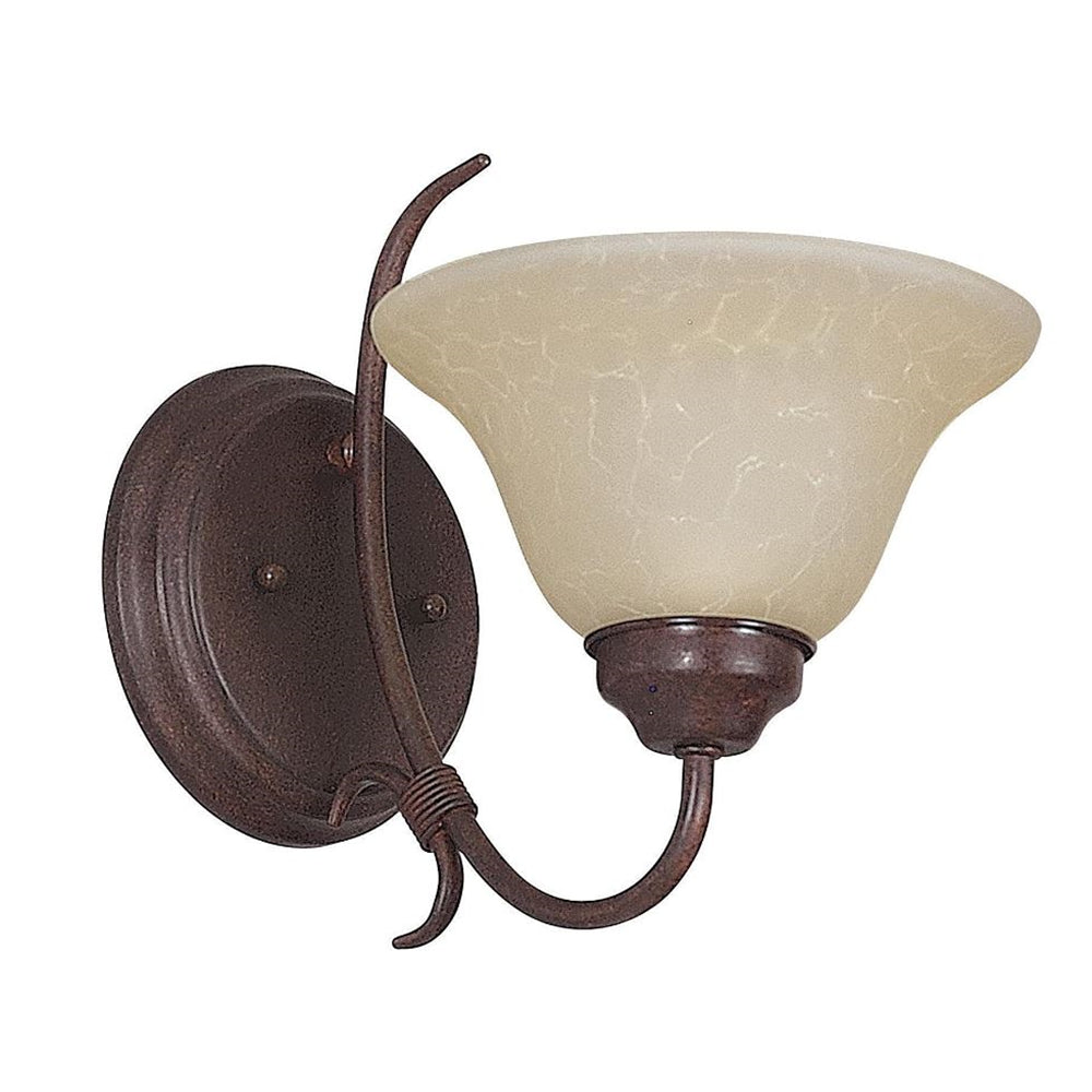 Sunset Lighting 7-1/2" Wall Sconce w/ Tea Stained Glass, Rubbed Bronze Finish F6371-62