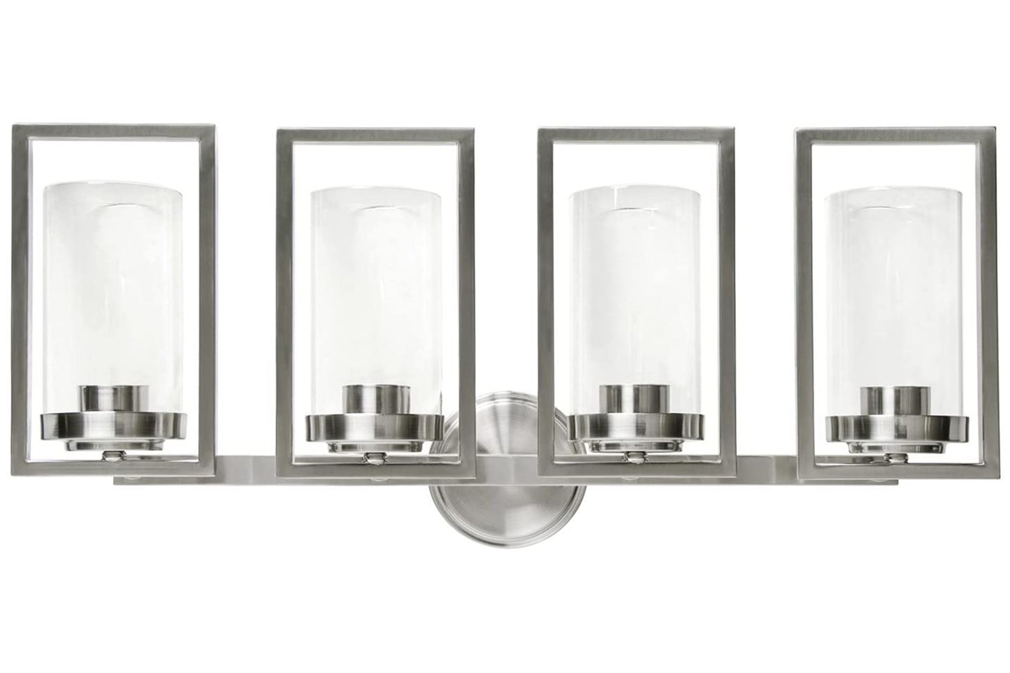 Sunset Lighting F15004-80 Prestige Four Light Wall Sconce - in Bright Satin Nickel, Glass, 4 Bulbs