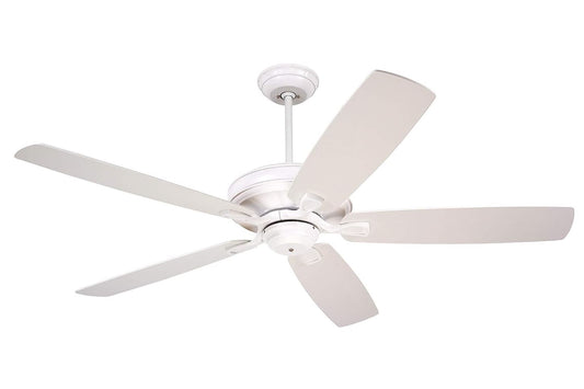 Kathy Ireland HOME Carrera Indoor Ceiling Fan 60" | Metal Fixture with 5-Reversible Blades and 4.5" Downrod | Light Kit Adaptable, Satin White CF784SW
