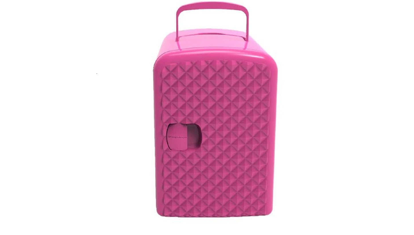 Frigidaire 9-Can Mini Retro Beverage Fridge 4-Liter Diamond Door EFMIS222-Pink