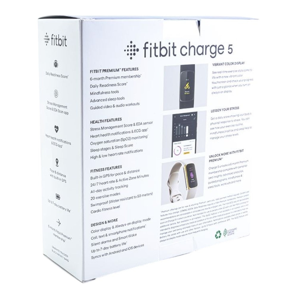 Fitbit Charge 5 Advanced Fitness & Health Tracker Graphite w/ Bonus Blue Band FB421BKBKLBNDLB
