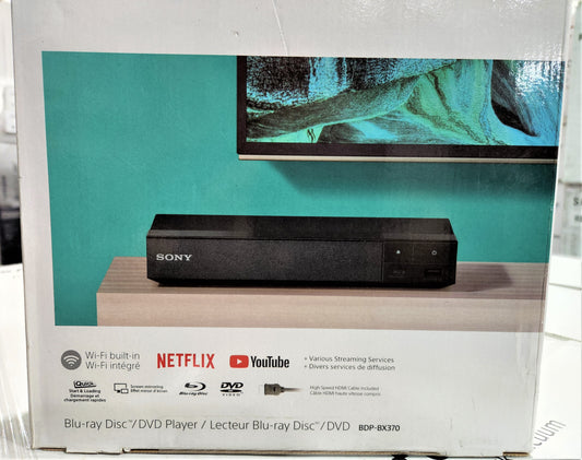 Sony BDP-BX370 Blu-ray Disc Player with built-in Wi-Fi Dolby TrueHD & DTS-HD (Renewed)