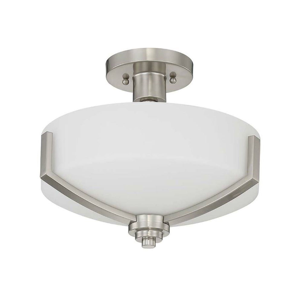 Sunset Lighting F22006-80 Hadley Three Light Semi Flush Mount, Opal Glass Dimmable with Bright Satin Nickel Finish