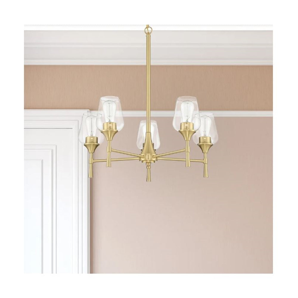 Sunset Stella 5-Light Champagne Gold Chandelier 100W w/ Glass Shades F27035-18
