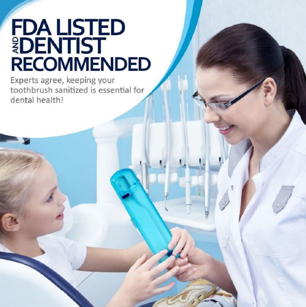 BriteUV Toothbrush Case Sanitizer – Includes Portable Travel Toothbrush Case – FDA Approved and Dentist Recommended