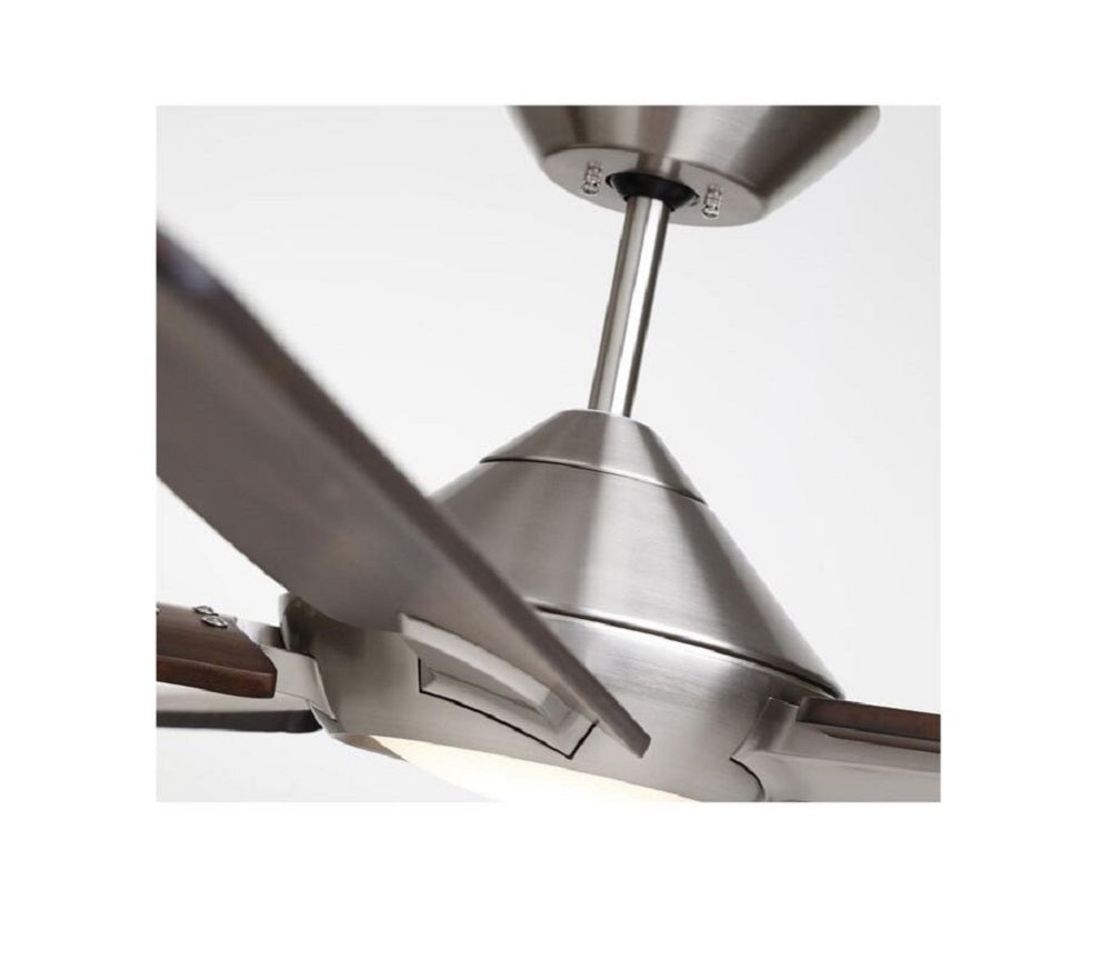 Kathy ireland HOME by Luminance Dorian Eco 60-in Brushed Steel Integrated LED Indoor Ceiling Fan with Light and Wall-mounted 5-Blade -CF515CO60BS