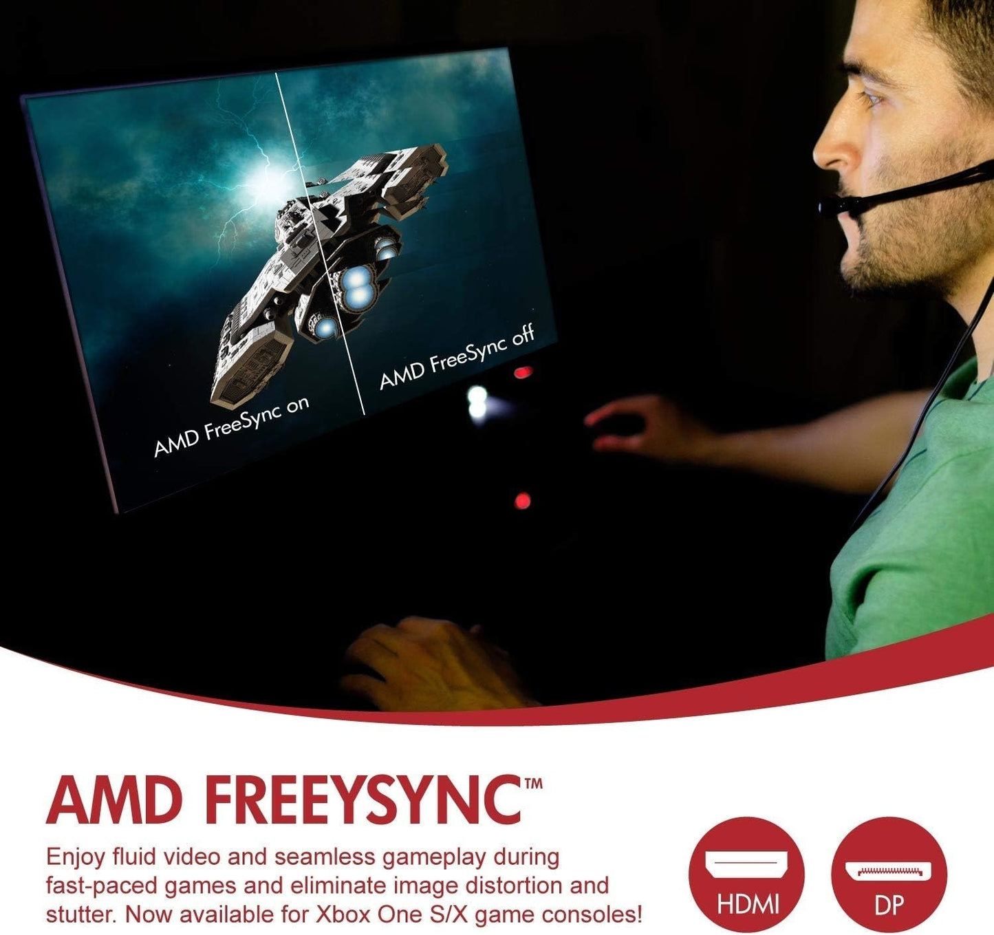 Viotek 24" LED Curved Gaming Monitor with Speakers 144hz 3.1ms 1080p 2x HDMI DP White