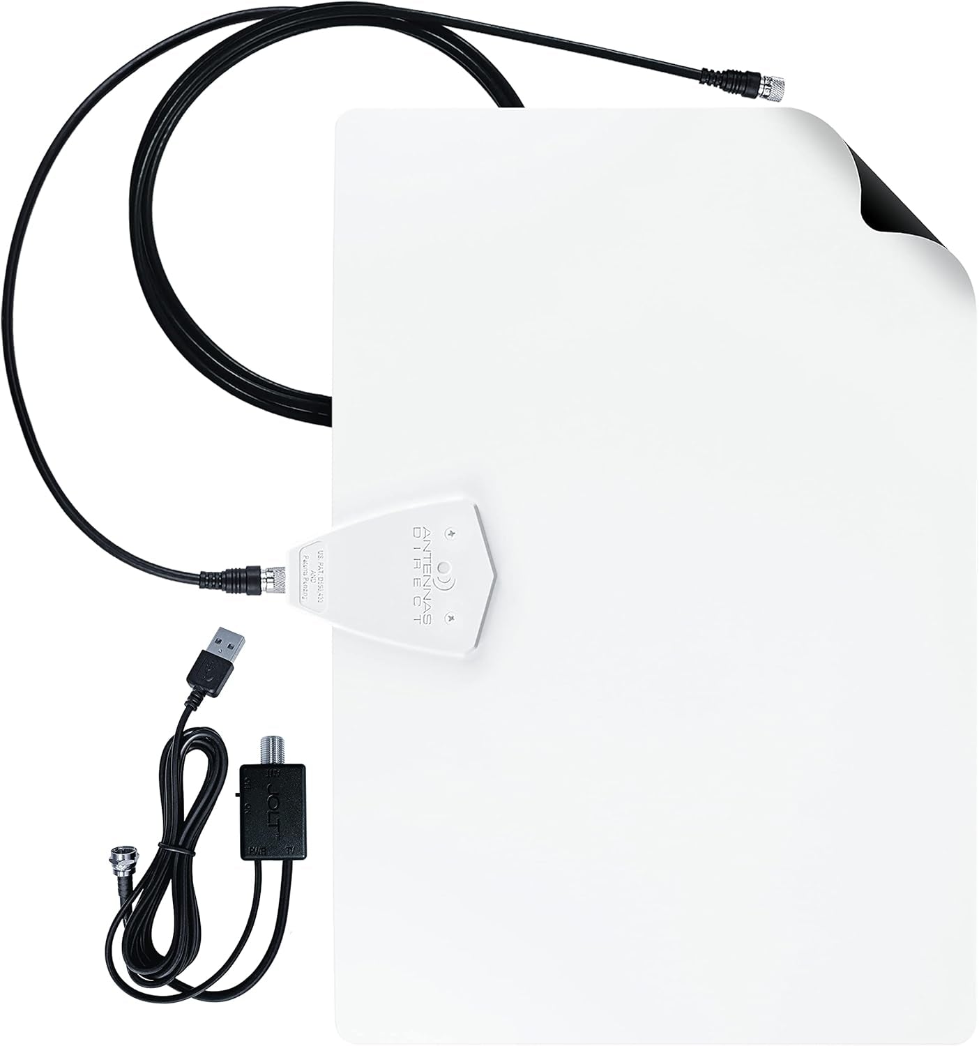 Antennas Direct ClearStream Flex Amplified Indoor TV Antenna UHF VHF Multi-Directional Reversible, 50+ Mile Range – w/Jolt Switch Amplifier