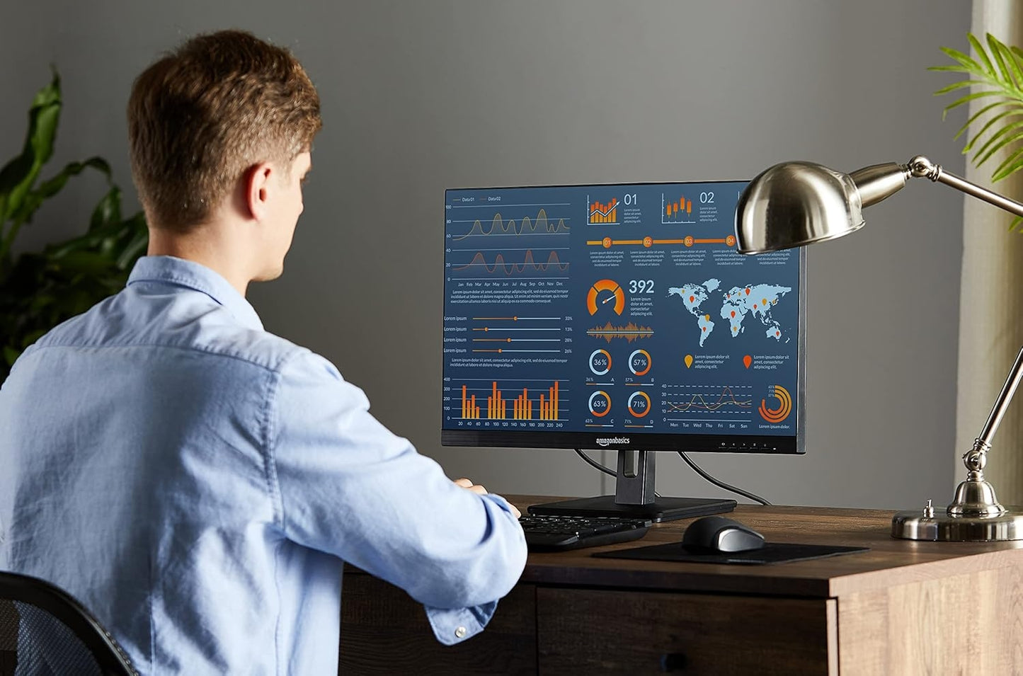 Amazon Basics 27" IPS Monitor 75 Hz Powered with AOC Technology FHD 1080P HDMI, Display Port and VGA Input 27E2UA