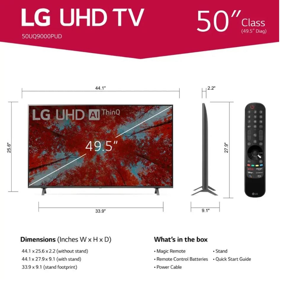 LG 50" 4K UHD Smart LED TV HDR10 WebOS - 50UQ9000PUD