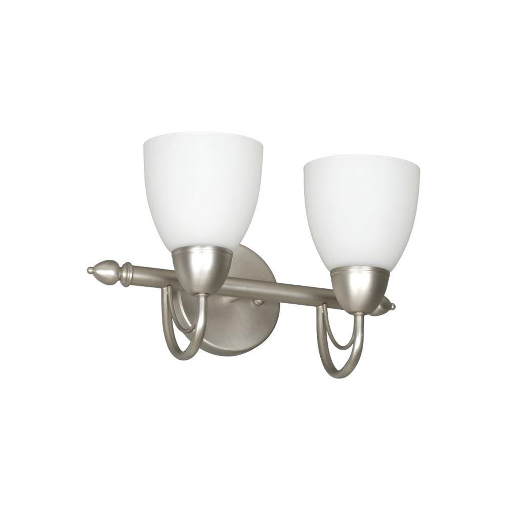 Sunset Lighting 16" 2-Light Vanity Opal Glass, Satin Nickel Finish F2492-53