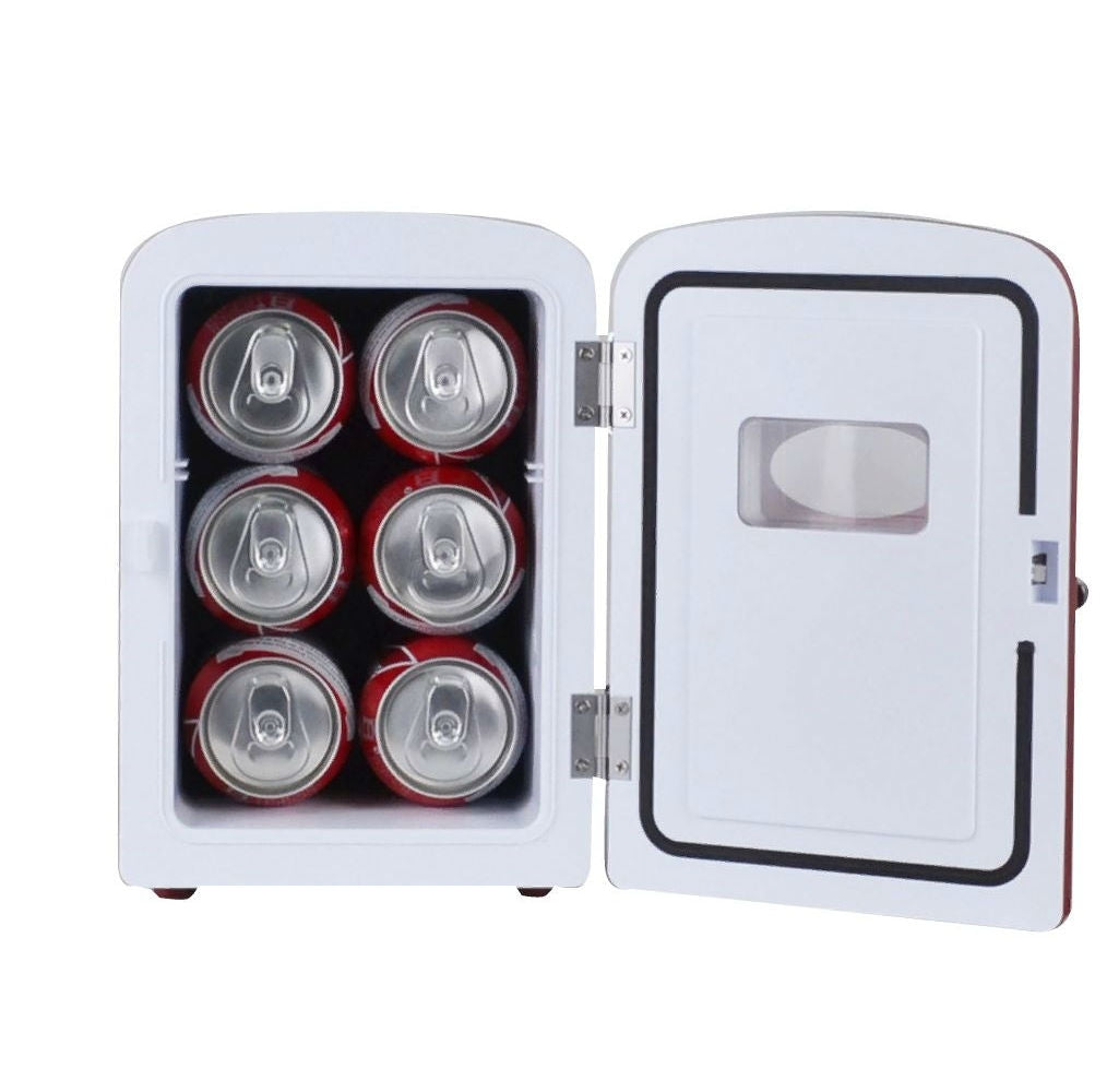 Dr Pepper Portable 6-can Mini Fridge MIS135DRP Burgundy Color (Renewed)