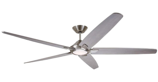 kathy ireland HOME by Luminance Dorian Eco 72-in Brushed Steel LED Indoor Ceiling Fan with Light Wall-mounted 5-Blade CF515TM72BS