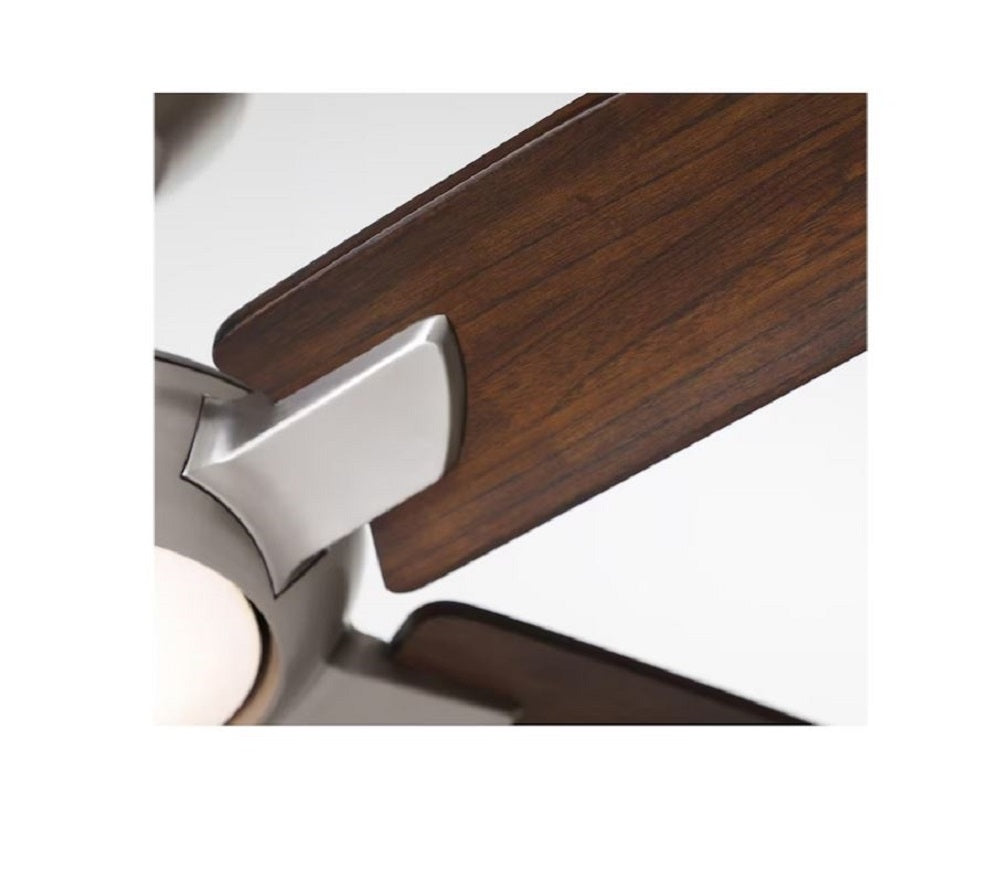 Kathy ireland HOME by Luminance Dorian Eco 60-in Brushed Steel Integrated LED Indoor Ceiling Fan with Light and Wall-mounted 5-Blade -CF515CO60BS