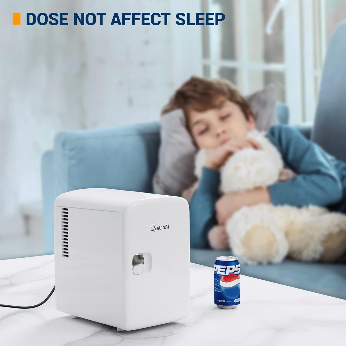 AstroAI Mini Fridge Portable AC/DC Powered Thermoelectric System Cooler 4 Liter/6 Can White ASIM040W