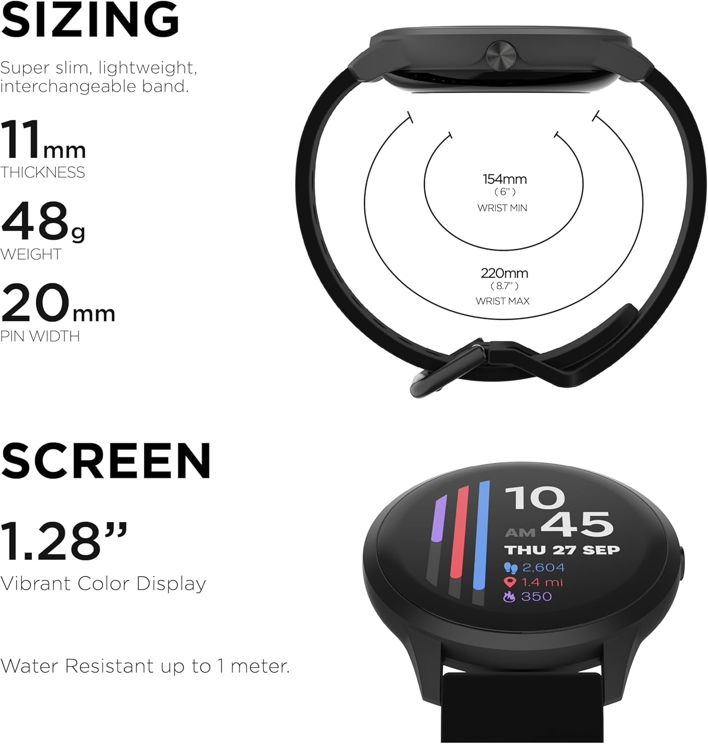 Itouch Sport 4 Unisex Adult Black Smart Watch, 43.2mm TP4R01-G02