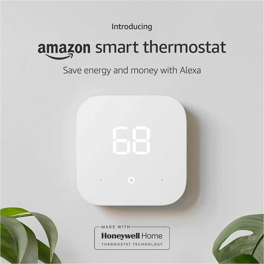 Amazon Smart Programmable Thermostat with Alexa, C-Wire Required - White B08J4C8871