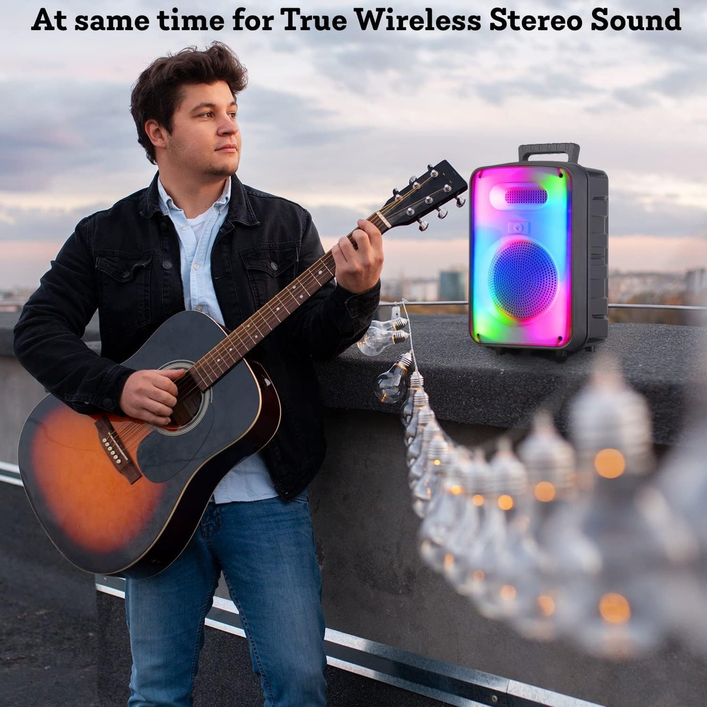 Technical Pro 600W Rechargeable 8" Bluetooth Speaker w/ LED, FM & USB