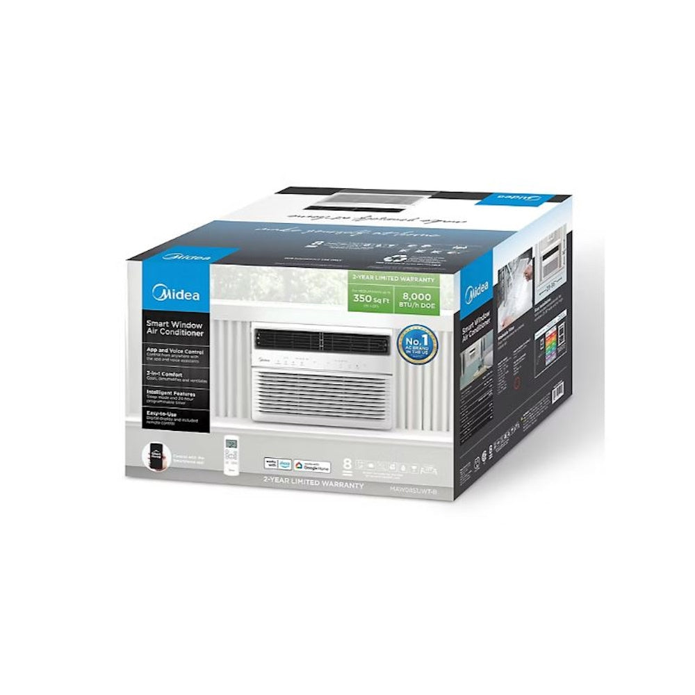 Midea Smart 8,000 BTU 350 sq. ft. Window Air Conditioner, 3-in1 Comfort: get cooling, dehumidification, and fan modes, Intelligent Features: sleep mode and 24 hours -  MAW08S1JWT-B