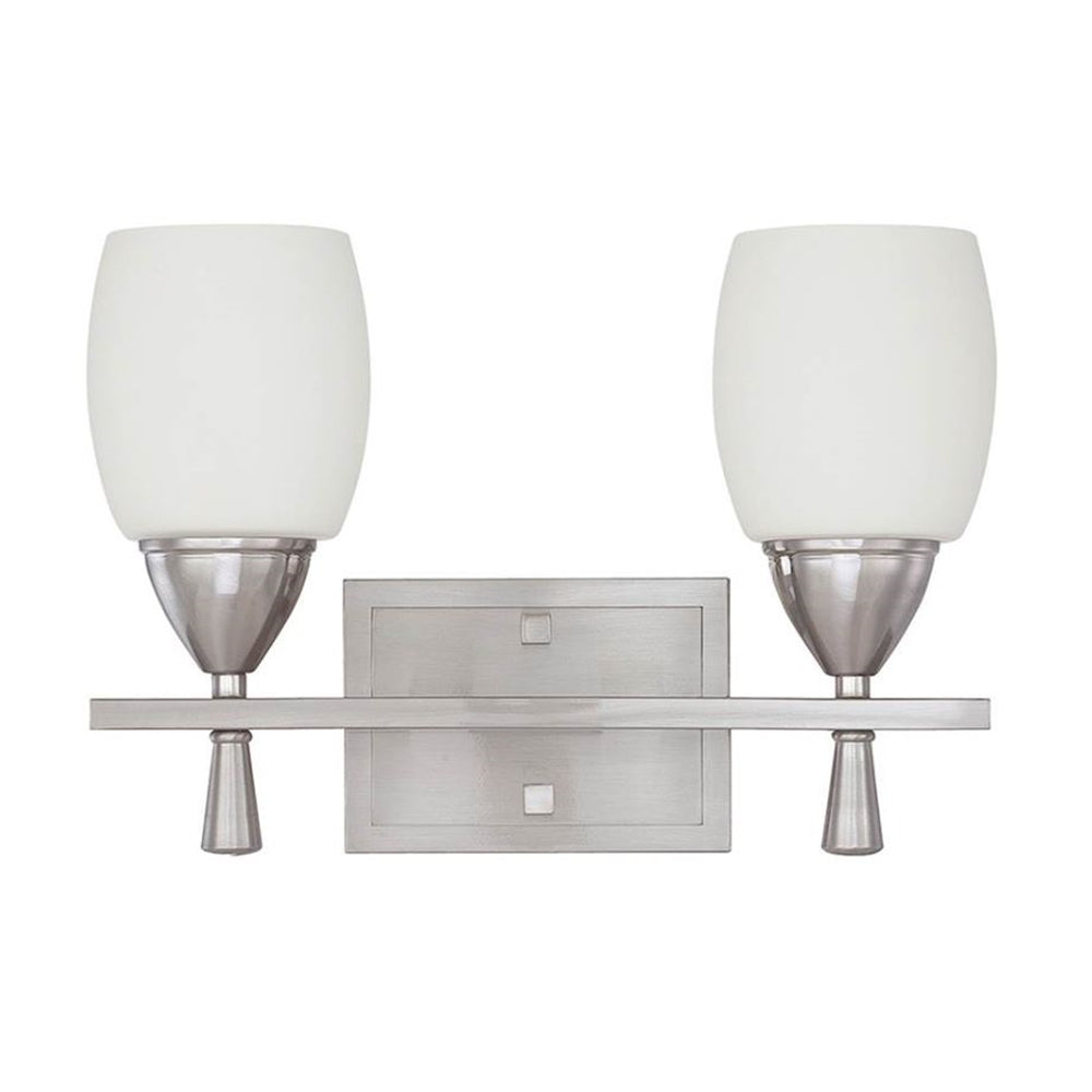 Sunset Lighting Sunset Lighting Bristol Two Light Vanity Wall Light Dimmable Bright Satin Nickel F2295-80-LED-JA8