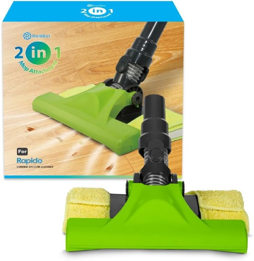 Rollibot 2-in-1 Microfiber Floor Mop for The Rapido Vacuum: Mops or Sweeps as You Vacuum; Cleans All Hard Surfaces RBR21-100