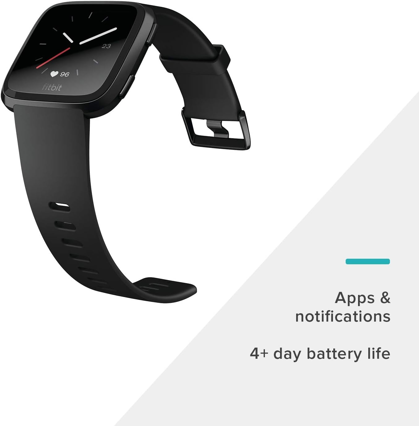 Fitbit Versa Activity Tracker w/ Bonus Large Band, Black & White FB504GMBKLBNDLB